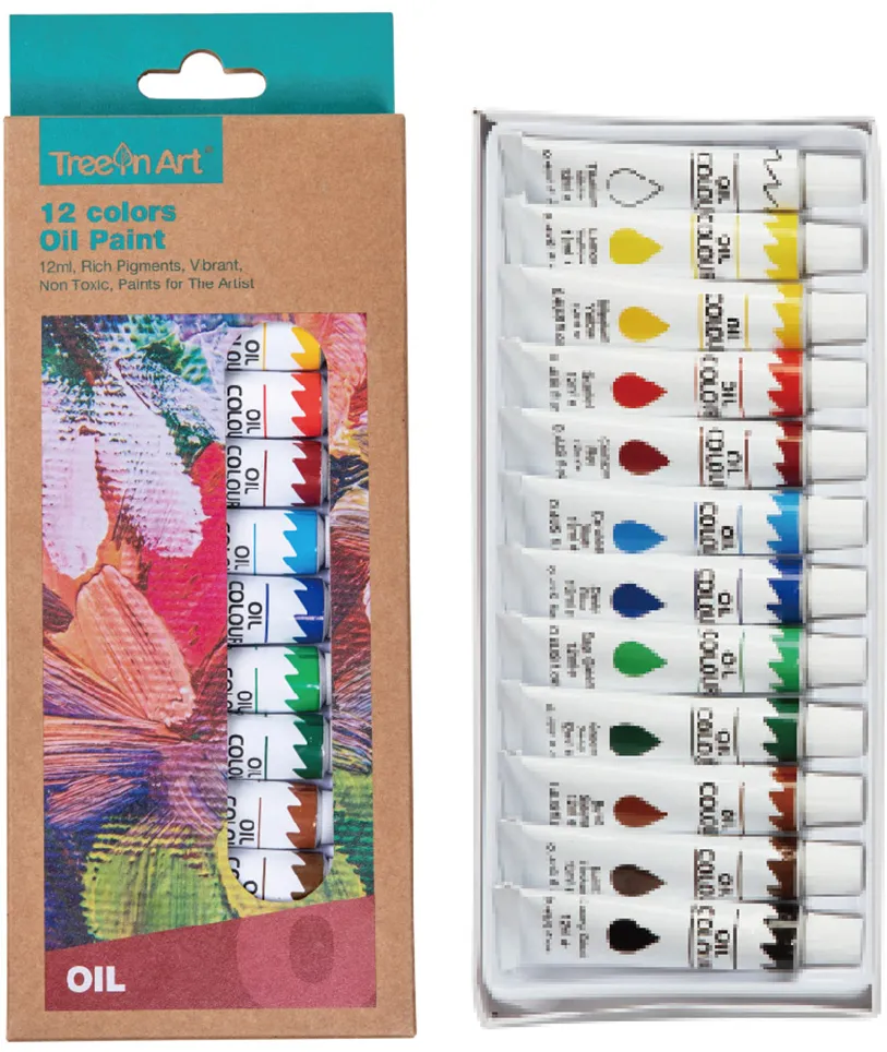 Set Memoris-Precious, tempera pe baza de ulei, 12 culori, 12 ml