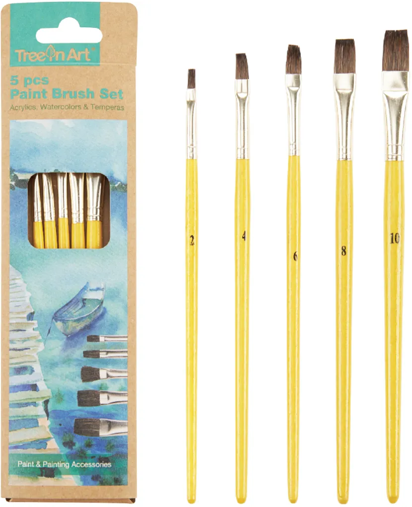 Set Memoris-Precious, 5 pensule drepte par natural, nr 2 4 6 8 10