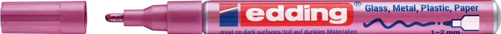Marker cu vopsea Edding 751, corp aluminiu, varf rotund 1-2 mm, roz metalic