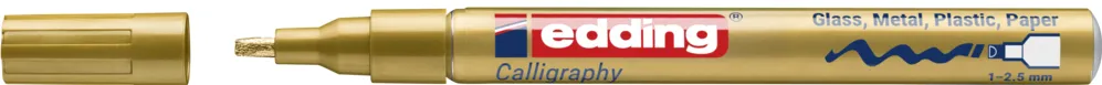 Marker cu vopsea Edding 753, auriu, varf caligrafic 1-2.5 mm, permanent, rezistent la apa