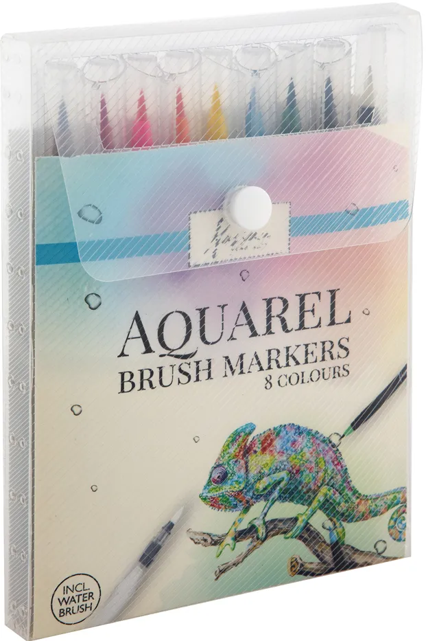 Set markere Creative Craft, varf tip pensula pe baza de apa, 8 bucati