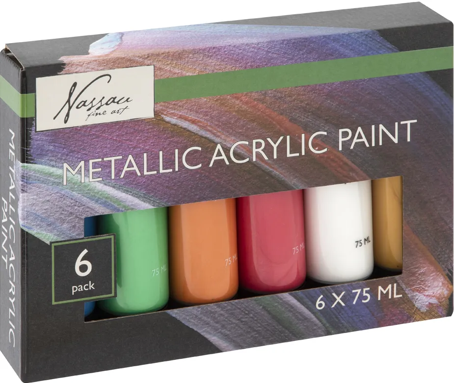 Set culori metalice acrilice Creative Craft, 6 culori, 75 ml