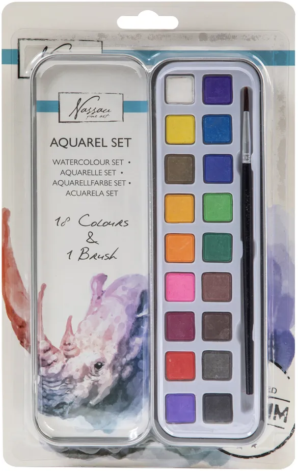 Set de culori acuarele Creative Craft, 18 culori si pensula