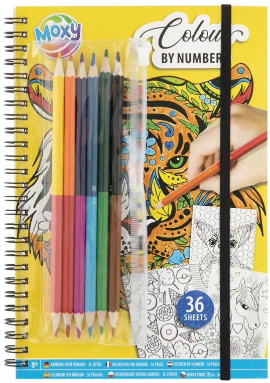 Carte de colorat pe numere Creative Craft Grafix, 36 pagini, 6 creioane duo, 5+ ani