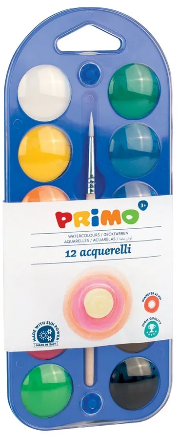 Acuarele Morocolor Primo, diametru pastila 25 mm, 12 culori/cutie