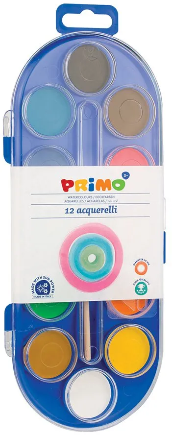 Acuarele Morocolor Primo, diametru pastila 30 mm, 12 culori/cutie
