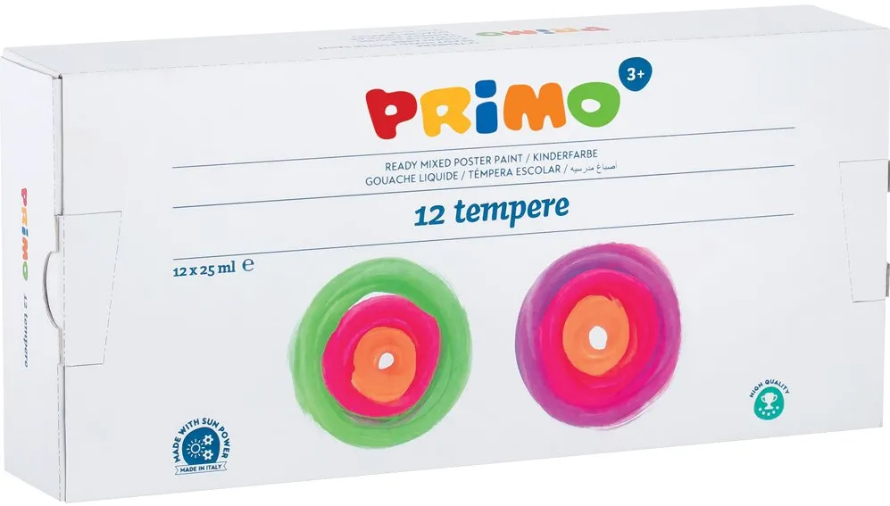 Tempera Morocolor Primo, 25 ml, 12 culori/cutie