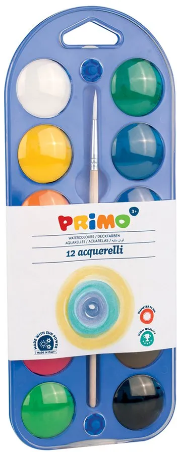 Acuarele Morocolor Primo, diametru pastila 30 mm, 12 culori/cutie