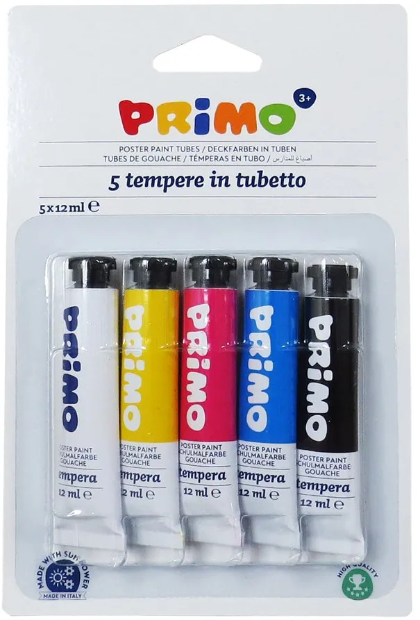 Tempera Morocolor Primo, 5 culori, tuburi de aluminiu, 12ml