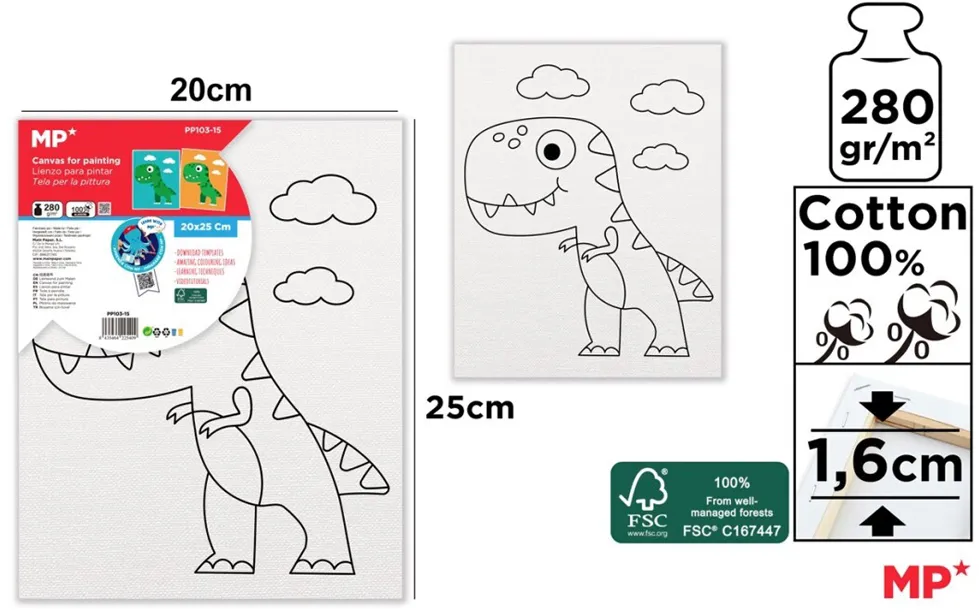Canvas pentru copii Main Paper, 25 cm, 280g/mp