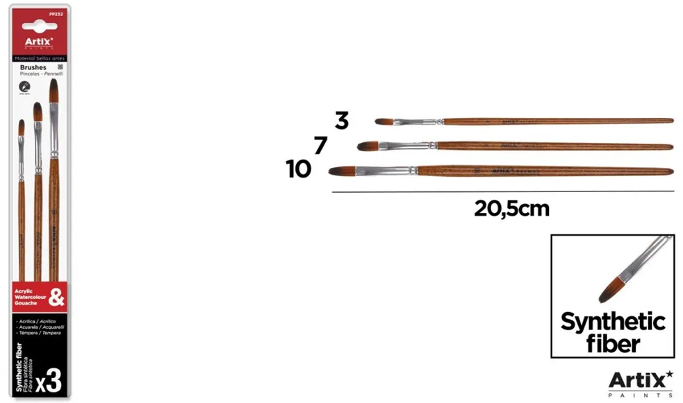 Set 3 pensule Main Paper, numarul 3, 7, 10, blister
