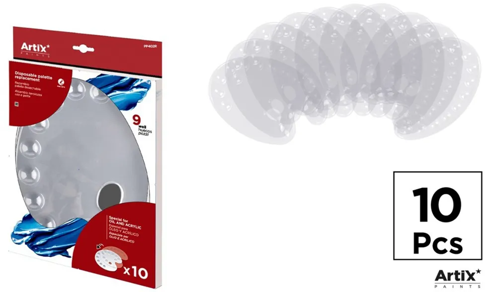 Paleta pentru amestecarea culorilor Artix, de unica folosinta, 10 bucati/set
