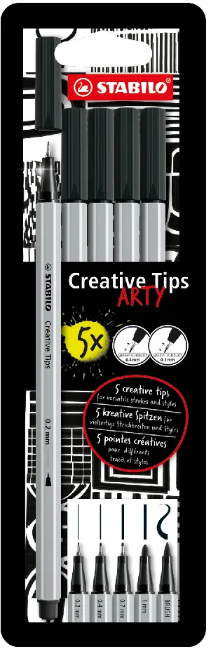 Carioca Stabilo Crativ Tips, negru, 5 bucati/set