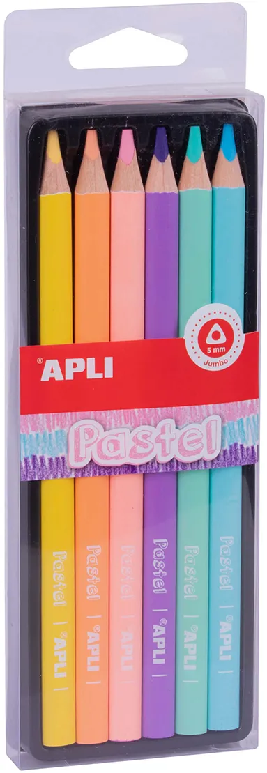 Set 6 creioane colorate Apli Jumbo Pastel