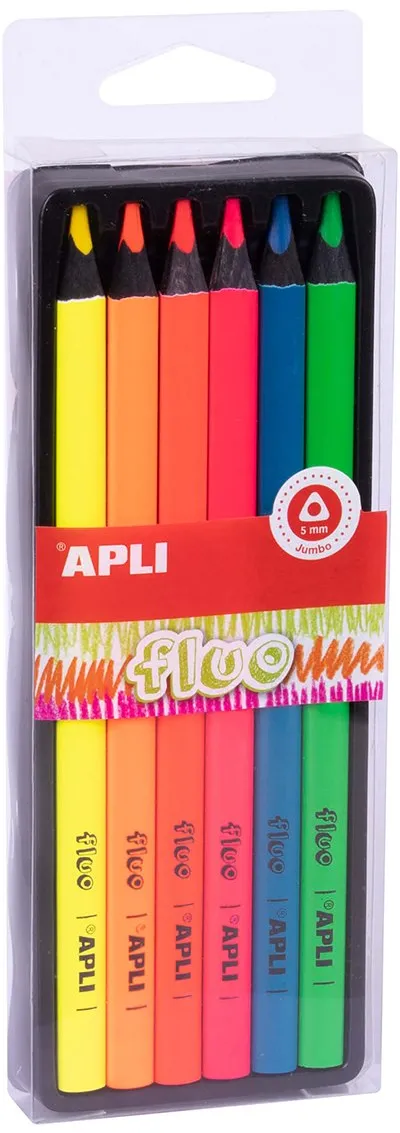 Set 6 creioane colorate Apli Jumbo Fluo