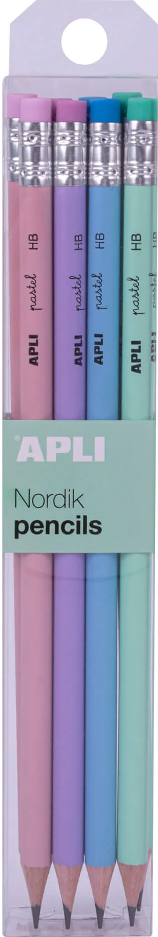 Set 8 creioane Apli Nordik, grafit HB, cu radiera, 8 bucati/set