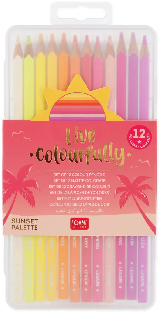 Set 12 creioane de colorat Legami Live colourfully, magenta