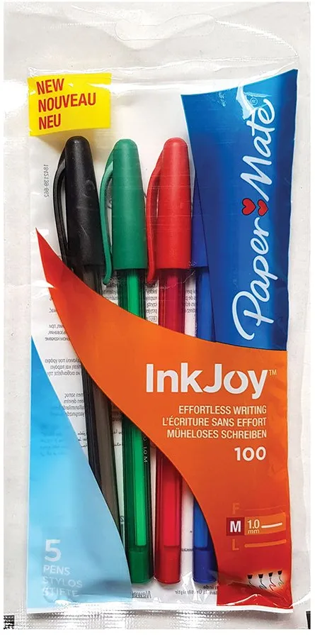 Pix fara mecanism Papermate Inkjoy 100C gel, 5 culori/set