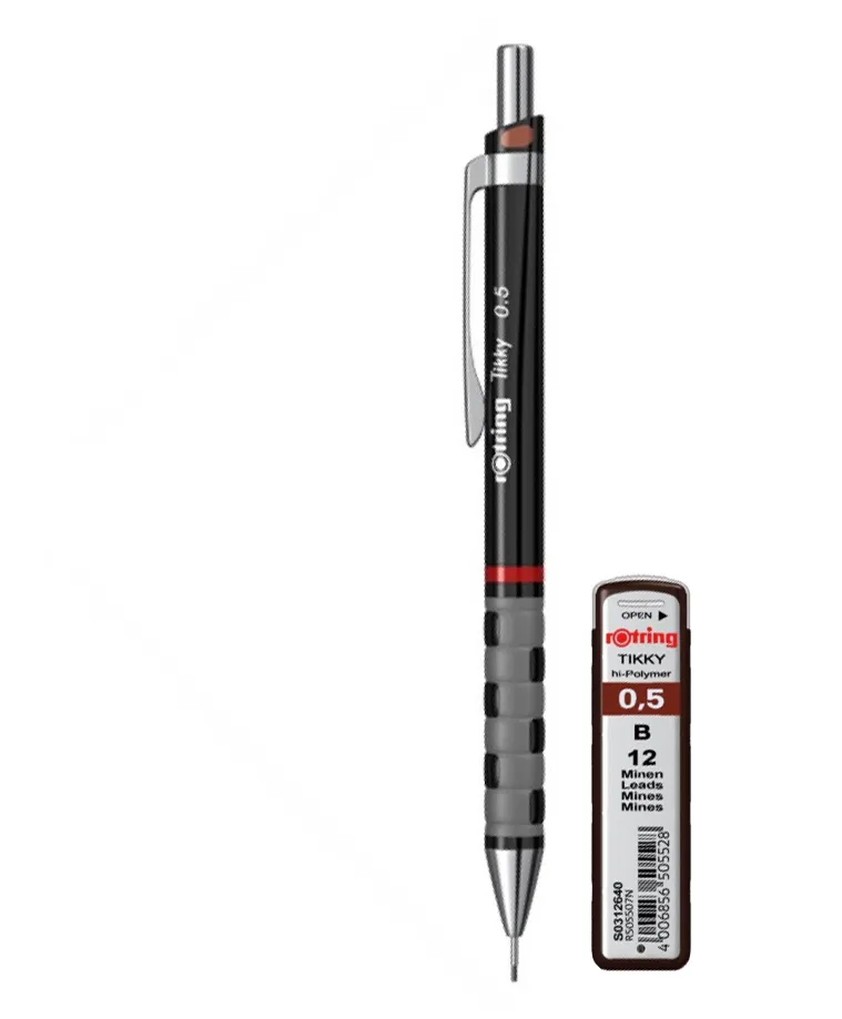 Set Rotring, creion mecanic Tikky III Original, 0.5 mm, diverse culori