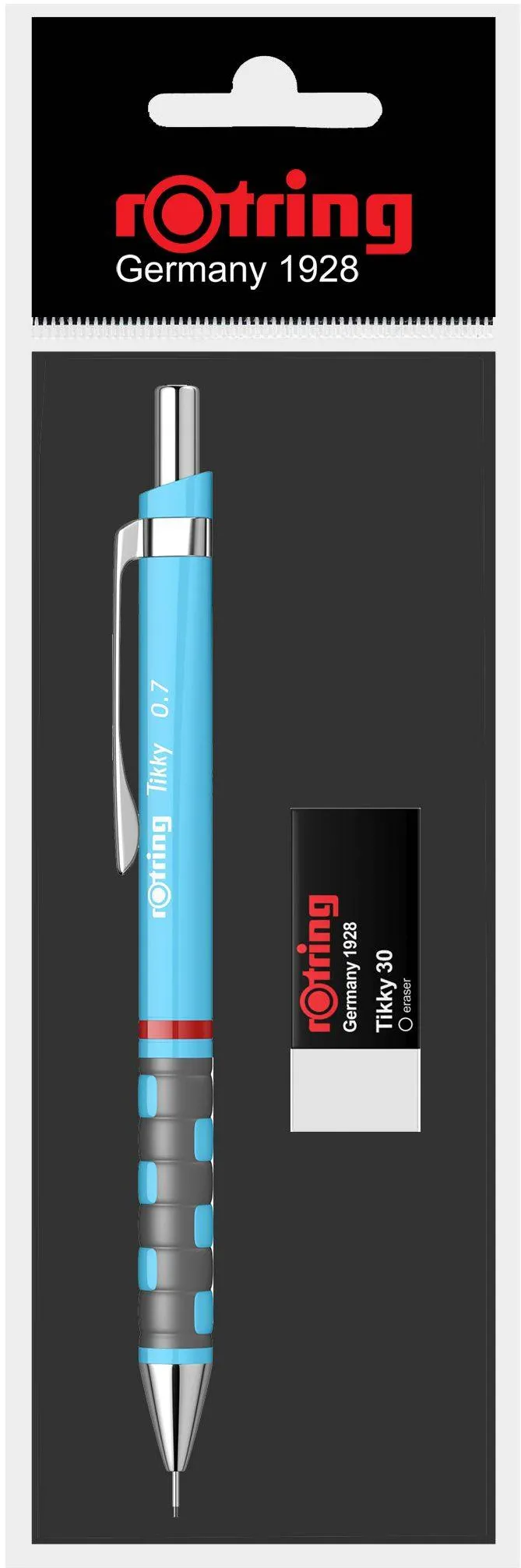 Set creion mecanic Rotring Tikky 0.7 mm + radiera, diverse culori
