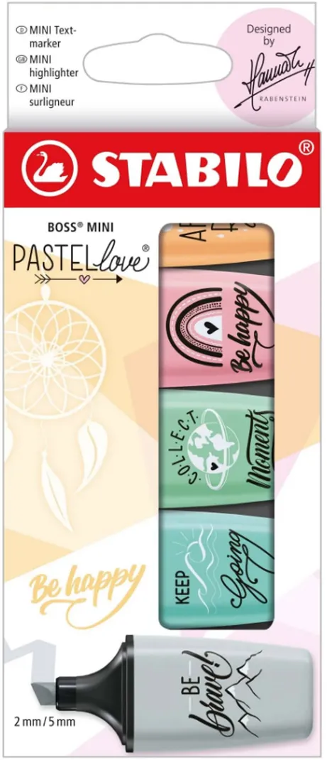 Textmarker Stabilo Boss mini Pastellove, 5 culori