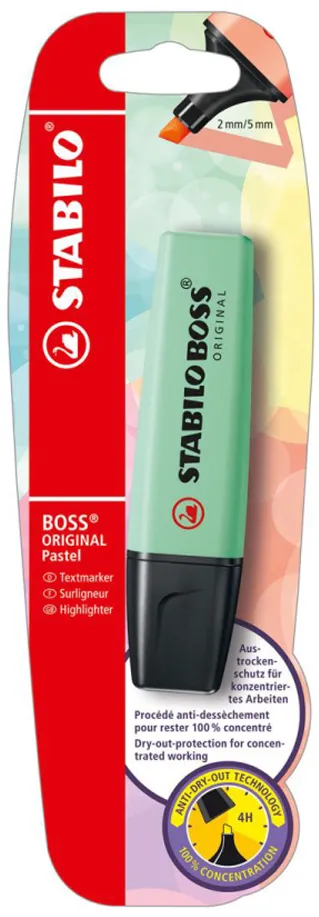 Textmarker Stabilo Boss Original Pastel, verde menta, blister