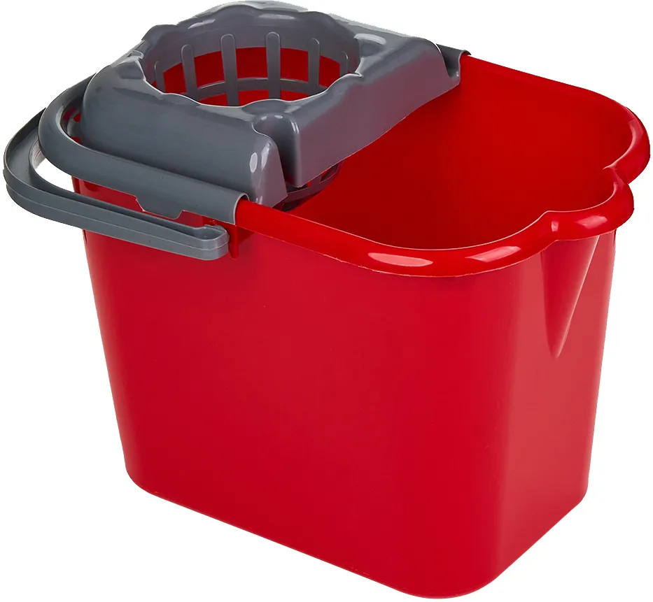 Galeata plastic dreptunghiulara cu storcator rosie, 14L