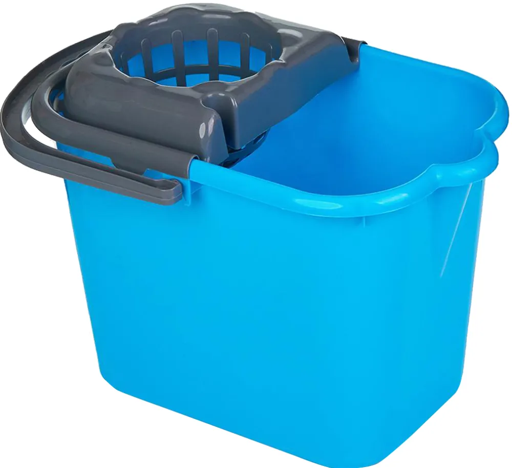 Galeata plastic dreptunghiulara cu storcator, albastra, 14L