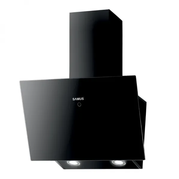 Hota decorativa inclinata Samus HSI665DGB, 60 cm, 1 motor, 3 trepte de absorbtie, Negru