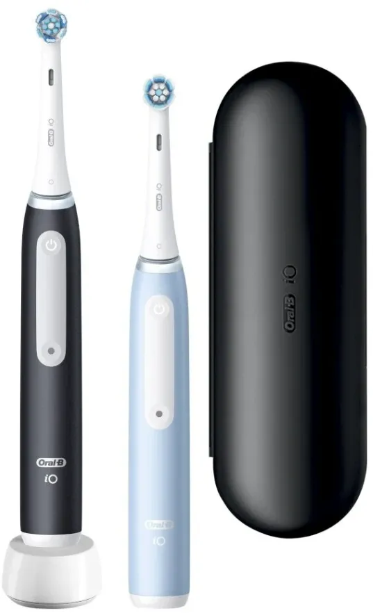 Oral-B iO3 Series Electric Toothbrush Duo Pack, Matt Black/Ice Blue
