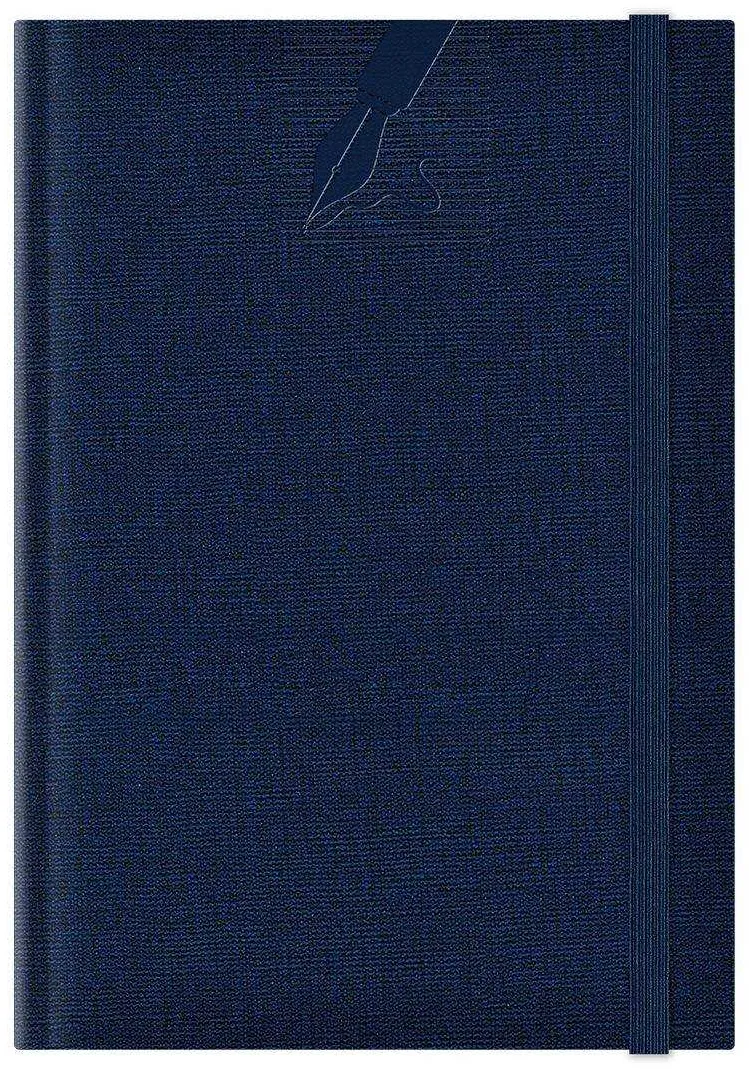 Agenda nedatata A5 Colere, elastic, hartie alba, coperta albastru inchis