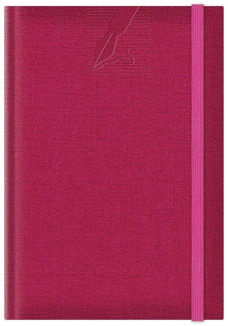 Agenda nedatata A5 Colere, elastic, hartie alba, coperta fucsia