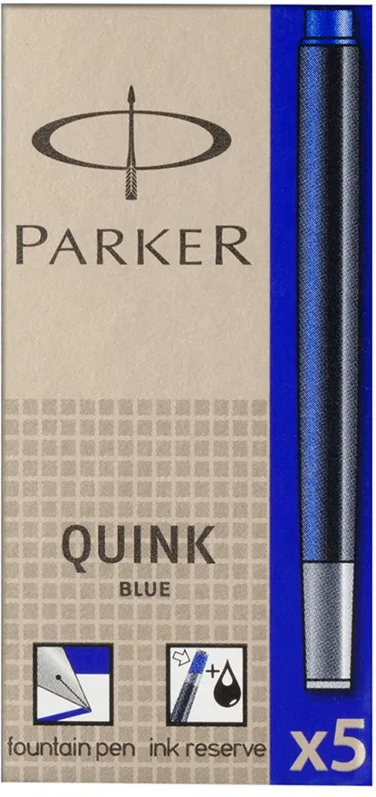 Patroane cerneala, Parker, Quink, albastru, 5 bucati/set
