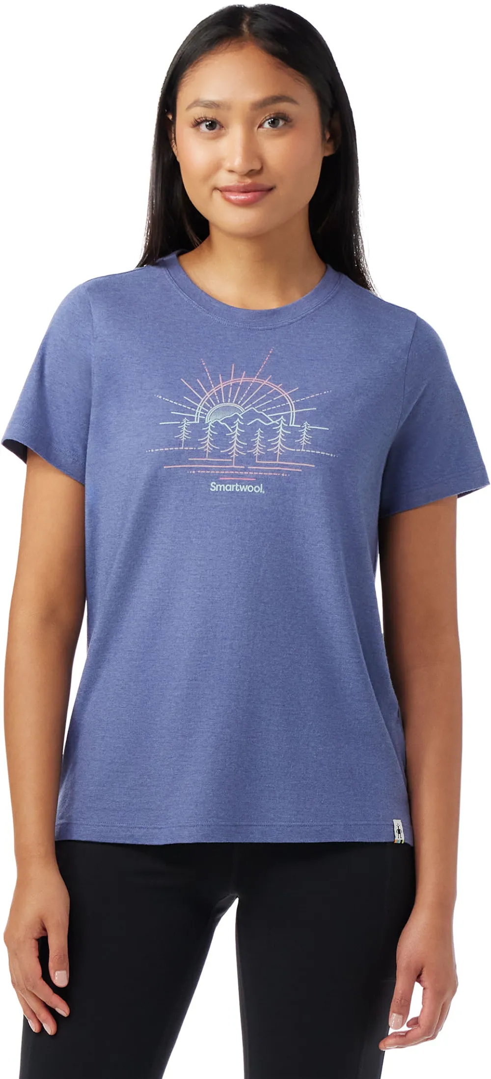 Smartwool - tricou merino - Mountain Sol Short Sleeve Graphic Tee W - Albastru - M