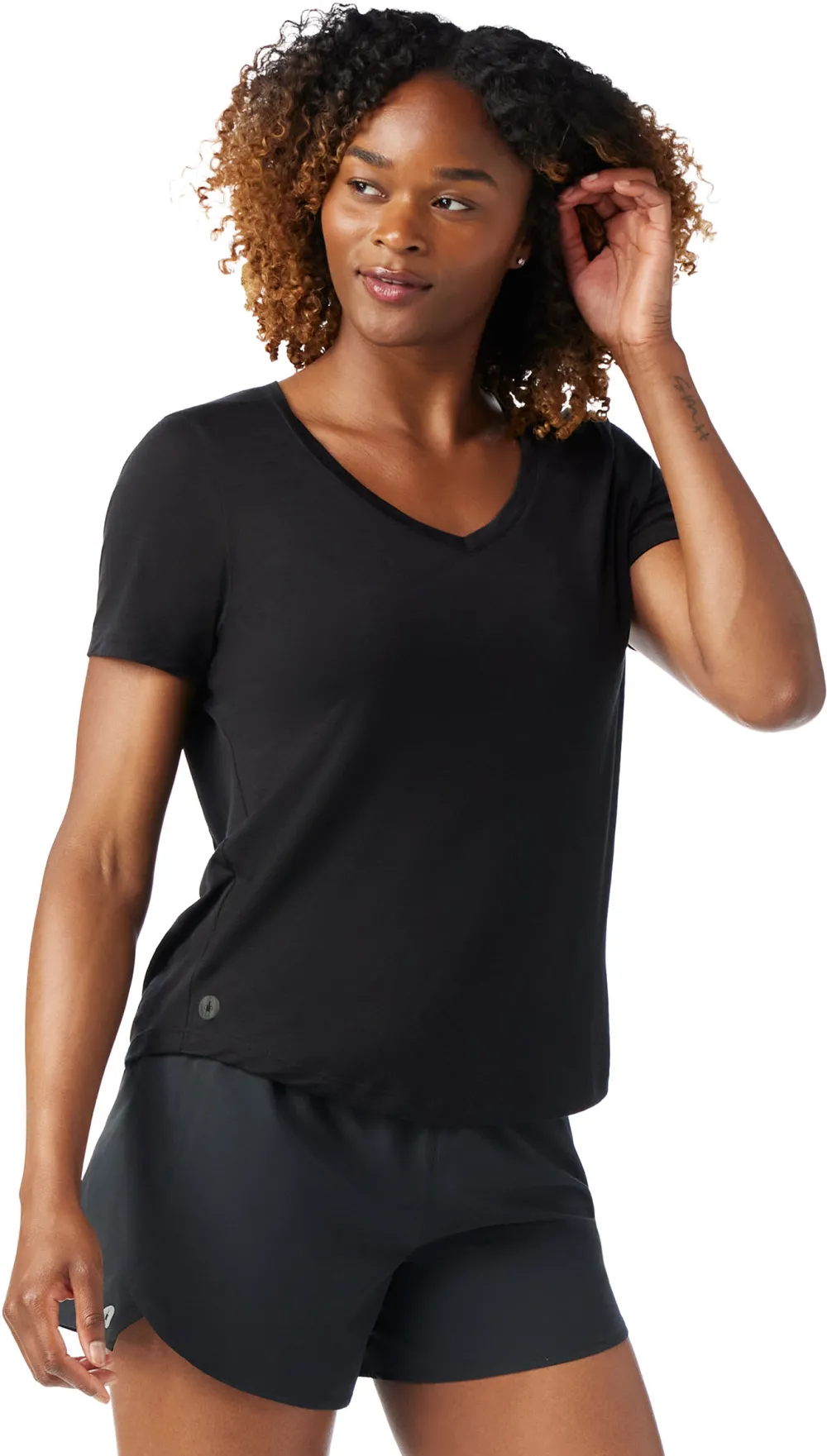 Smartwool - tricou merino - Active Ultralite V-Neck Short Sleeve W - Negru - L