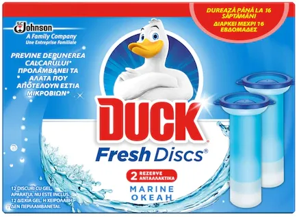 Rezerve odorizant gel pentru vasul toaletei Duck Fresh Discs Marine, 12 discuri/set