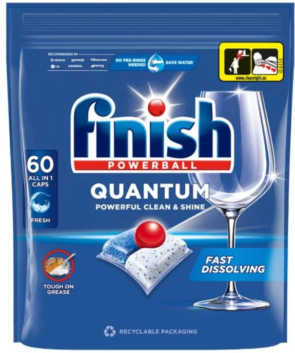 Detergent capsule pentru masina de spalat vase Quantum Finish Lemon, 60 bucati/pachet