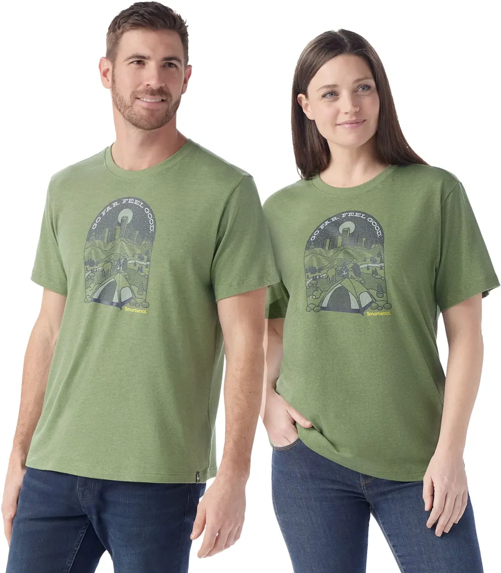 Smartwool - tricou merino - Streets to Peaks Short Sleeve Graphic Tee - Verde - M