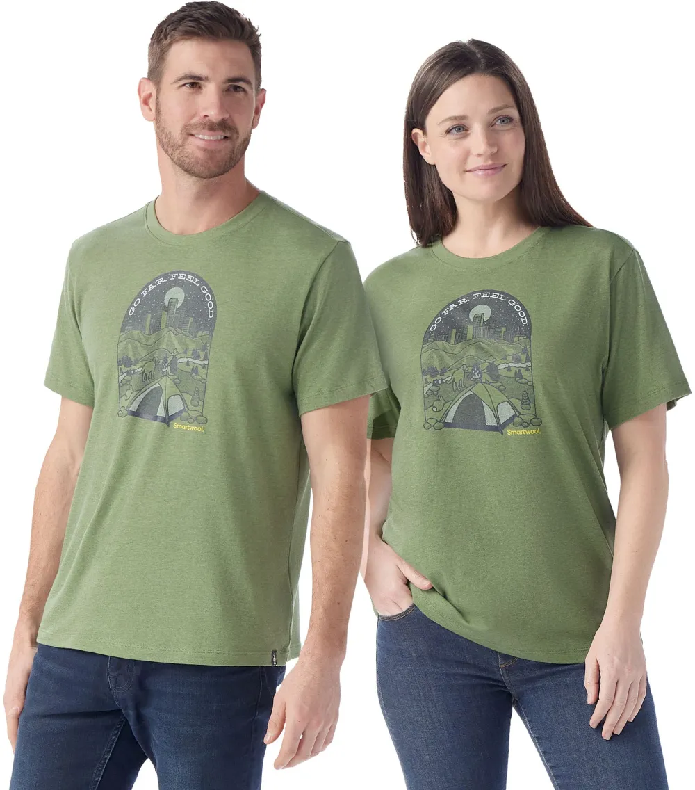 Smartwool - tricou merino - Streets to Peaks Short Sleeve Graphic Tee - Verde - S