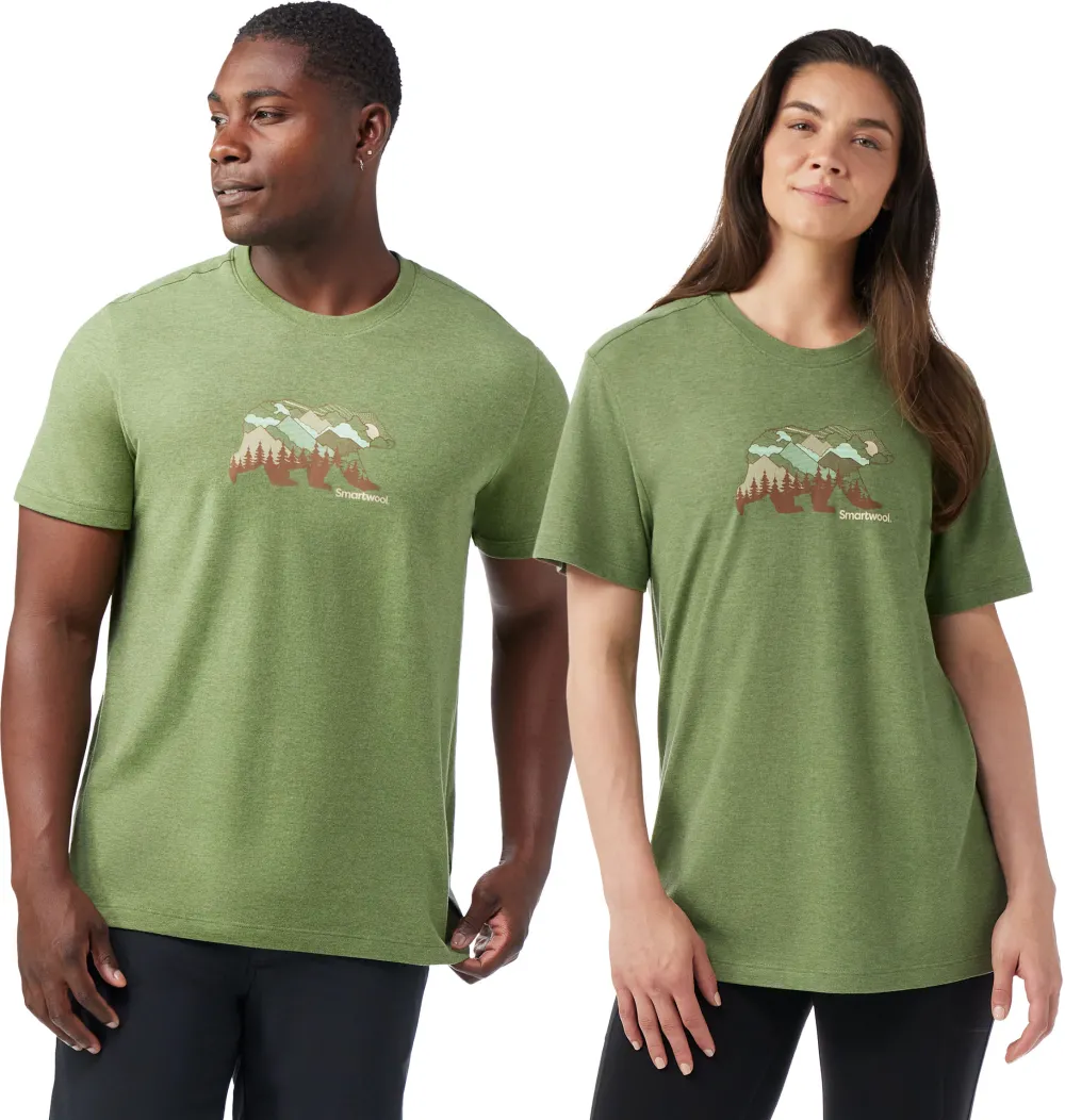 Smartwool - tricou merino - Bear View Short Sleeve Graphic Tee - Verde - M