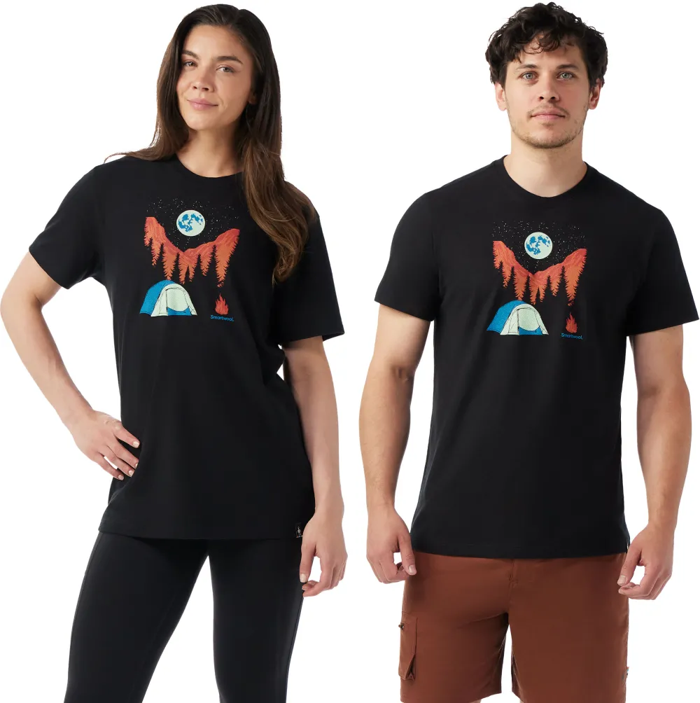 Smartwool - tricou merino - Night Camp Short Sleeve Graphic Tee - Negru - M