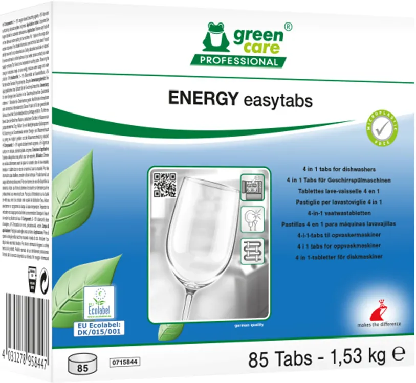 Detergent Green Care Energy Easytabs 4 in 1, pentru masina spalat vase, 85 bucati/cutie