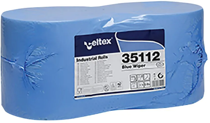 Rola lavete industriale, Celtex 35112, 2 straturi, hartie albastra, 970 portii/rola 2 role/set