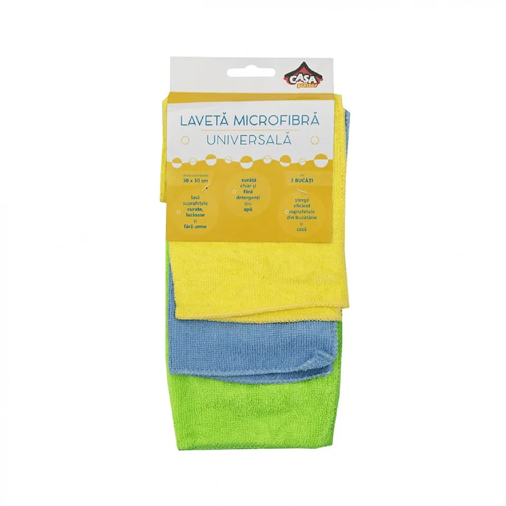 Lavete microfibra, diverse culori, 3 bucati/set