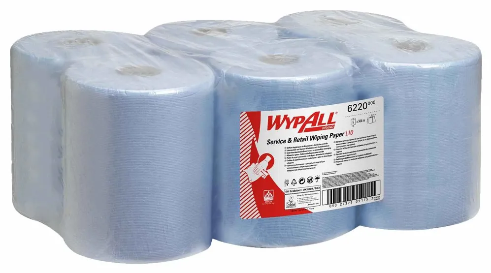 Rola lavete derulare centrala Kimberly-Clark WypAll, albastra 38 x 18 cm, 6 role/bax