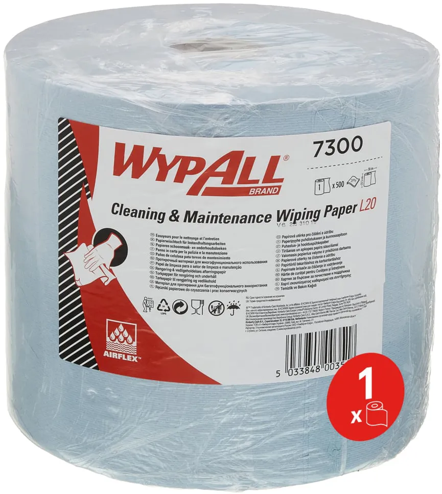 Lavete Wypall L20, 2 straturi Airflex, albastra, 23.5 x 38 cm, 500 portii