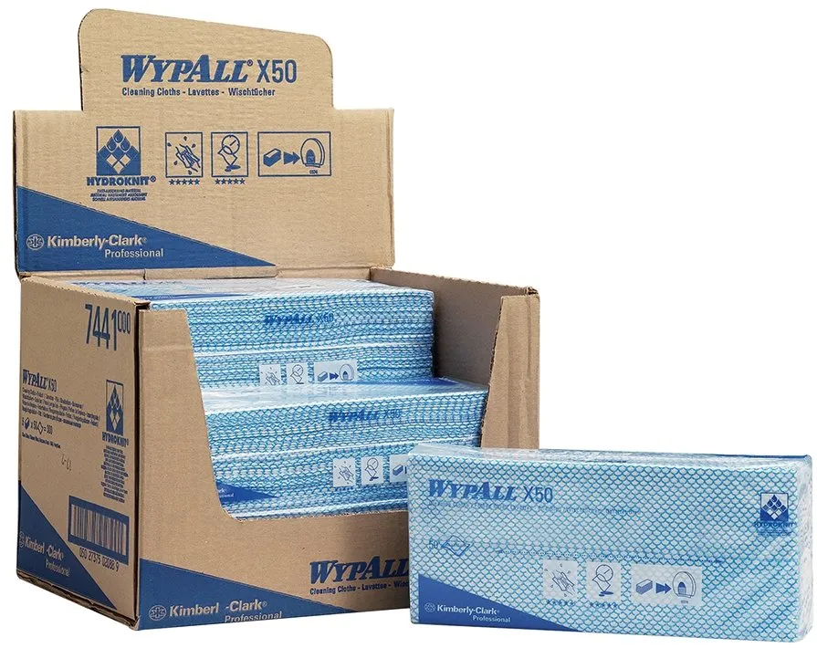 Lavete Kimberly-Clark Wypall X50, albastre, 50 bucati/pachet