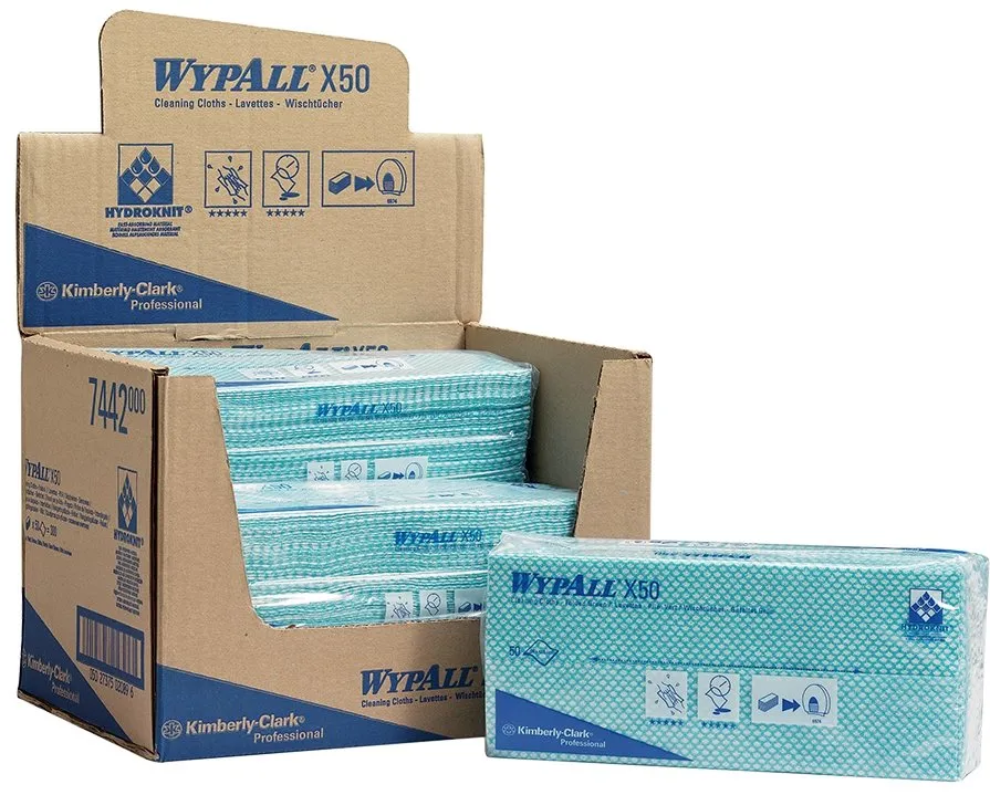 Lavete Kimberly-Clark Wypall X50, verzi, 50 bucati/set