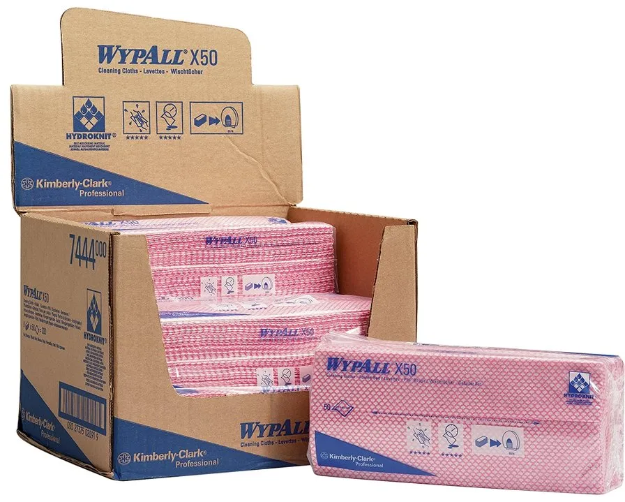 Lavete Kimberly-Clark Wypall X50 rosii, 50 bucati/set