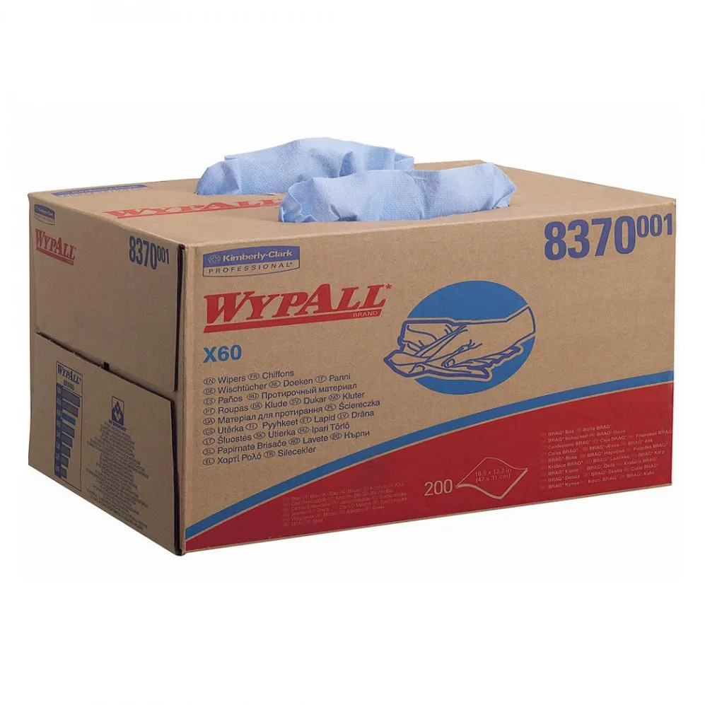 Lavete industriale, Kimberly-Clark, Wypall X60, 1 strat, 42.6 x 31.7 cm, albastru, 200 portii/set
